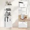 Bücherregal mit Schublade 33 x 24 x 131 cm Weiß 5 Ebenen Produktbild-Vorschau 4