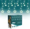 A product box for Sillar star-shaped Christmas lights, with the lights themselves displayed above the box against a gradient teal background. Produktbild-Vorschau