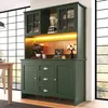 Hoher Küchenschrank Grün 120x40x179cm – Küchenvitrine mit Produktbild-Vorschau 1