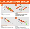 Instructions for installing grease cartridges in a grease gun. Produktbild-Vorschau