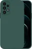 A dark green phone case is shown on a white background, with a portion of a smartphone screen visible on the right side. Produktbild-Vorschau