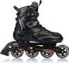 A black and gold inline skate is shown against a white background. Náhled obrázku produktu