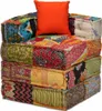 vidaXL Modulárny puf s 2 sedadlami Patchwork Fabric Náhľad obrázku produktu 5