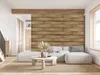 A living room with a sectional sofa in front of a wood-paneled accent wall. Náhled obrázku produktu
