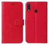 A red flip cover phone case is shown open, displaying the inside and outside of the case. Produktbild-Vorschau