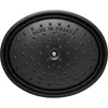 The underside of a black cast iron pot lid. Voir les images du produit