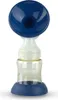 A close-up studio shot of a blue and clear electric breast pump with a yellow liquid inside the bottle. Podgląd zdjęcia produktu