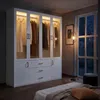 Kleiderschrank 160cm mit 4 Glastüren LED Beleuchtung Produktbild-Vorschau 4
