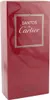 Rote rechteckige Verpackung von Santos de Cartier Eau de Toilette, 100 ml, mit silbernem Rahmen und weißer Schrift auf glänzender Oberfläche. Anteprima dell’immagine prodotto