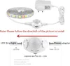 An instructional diagram showing the components of an LED strip light kit and how they connect. Produktbild-Vorschau