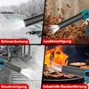 A collage of four images showing a leaf blower being used for different tasks: clearing snow, blowing leaves, cleaning a factory floor, and grilling. Voir les images du produit