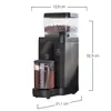 A black coffee grinder with dimensions indicated by measurement lines and text. Produktbild-Vorschau