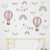 Aquarell Rosa Heißluftballon & Regenbogen Wandaufkleber – Produktbild-Vorschau 3