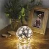 LED Weihnachtskugel aus Glas - Schneeflocken, 12 cm, 3x AA, Innen, warmweiss, Timer Produktbild-Vorschau