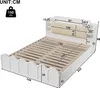 A white bed frame with a beige headboard, shown with dimensions indicated by measurement lines and numbers. Anteprima dell’immagine prodotto