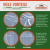 A marketing image showcasing the features of a greenhouse. Náhled obrázku produktu