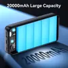 A cutaway view of a black power bank showing its internal battery cells, with text indicating its capacity and a large shadow of the capacity number. Produktbild-Vorschau