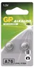 Alkalická knoflíková baterie GP A76F (LR44), 2 ks Náhled obrázku produktu