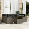 7-tlg. Garten-Sofagarnitur mit Kissen Grau Poly Rattan Produktbild-Vorschau 2