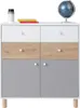 Kommode 85cm in weiß mit Eiche und grau FAIRFAX-133 Produktbild-Vorschau 1
