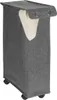 A tall, narrow, grey fabric laundry hamper with a lid and wheels. Náhled obrázku produktu