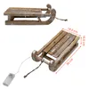 Two views of a wooden decorative sled, one showing dimensions. Voir les images du produit