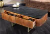 Table basse 110 cm en marbre et bois, design doré, table Voir les images du produit 4