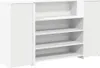 A white cabinet with multiple shelves and two doors. Produktbild-Vorschau