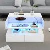 A modern white coffee table with LED lighting in a living room setting. Náhľad obrázku produktu