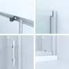 A collage of four close-up shots of a shower enclosure, highlighting its components. Produktbild-Vorschau