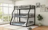 A black metal triple bunk bed with mattresses and pillows in a bright room with a large window. Podgląd zdjęcia produktu