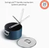 A blue pot with a lid and a folding handle mechanism is shown against a white background. Anteprima dell’immagine prodotto