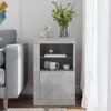 A modern living room setting with a grey sofa and a concrete-effect side table. Voir les images du produit