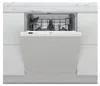 A front view of a white, fully integrated dishwasher with its door open, revealing the interior racks and spray arm. The control panel is visible at the top of the door. Voir les images du produit