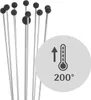 A group of metal whisks with black ball handles, with a circular graphic showing a thermometer and the text '200°'. Anteprima dell’immagine prodotto