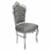 Barockstuhl Barock Stuhl Grau Silber Stoff Esszimmer Produktbild-Vorschau 2
