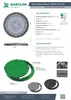 A product catalog page showing a manhole cover and its specifications. Produktbild-Vorschau