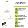 A collage of images and text describing a pendant light. Podgląd zdjęcia produktu