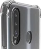 Close-up of the back of a smartphone with a transparent protective case, showing the camera module and a fingerprint sensor. Produktbild-Vorschau
