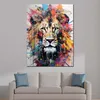 Pop Art Löwenkopf Leinwandbild Wandbild Kunstdruck Wanddeko Produktbild-Vorschau 2