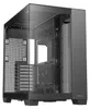 An empty black computer case with a glass side panel. Voir les images du produit