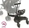A black Moby System ride-on board with a seat attached to a stroller. Náhľad obrázku produktu