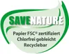 A marketing graphic with text about saving nature and product certifications. Anteprima dell’immagine prodotto