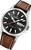A close-up, angled shot of a Festina men's watch with a black dial and a brown leather strap. Náhled obrázku produktu