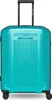 A teal metallic SMARTBOX medium trolley suitcase with a black retractable handle and wheels, shown from the front against a white background.