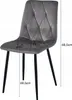 A grey velvet chair with dimensions indicated by lines and text. Anteprima dell’immagine prodotto