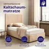 A bedroom scene featuring a mattress on a bed frame, with decorative pillows and a blanket. Anteprima dell’immagine prodotto