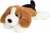 A plush toy dog lying down on a white background. Náhled obrázku produktu