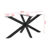 A black metal table base with dimensions indicated by text overlays. Voir les images du produit