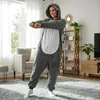 Onesie Kigurumi Pyjama Kostüm für Erwachsene Hai M: Produktbild-Vorschau 7